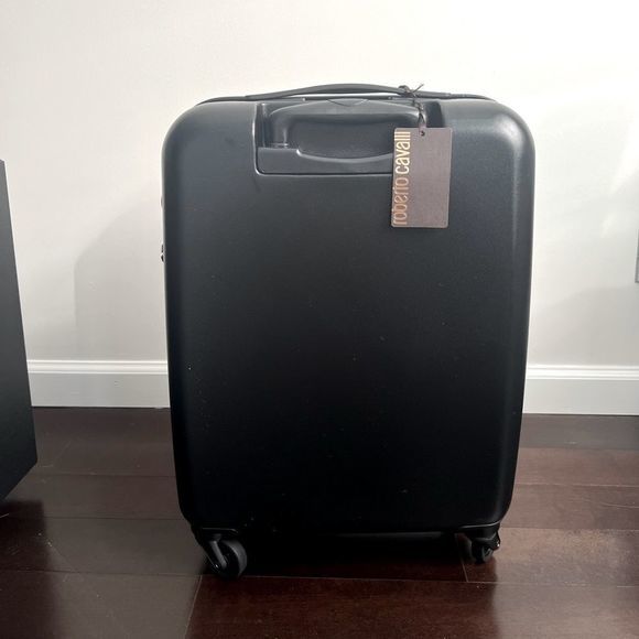 Roberto Cavalli Black Logo Hardshell Carry-On Suitcase Luggage NWT $575 - Picture 8 of 14
